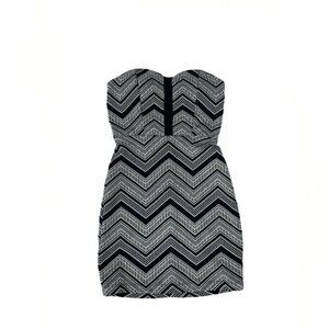 Windsor Black White Bodycon Strapless Mini Dress Small